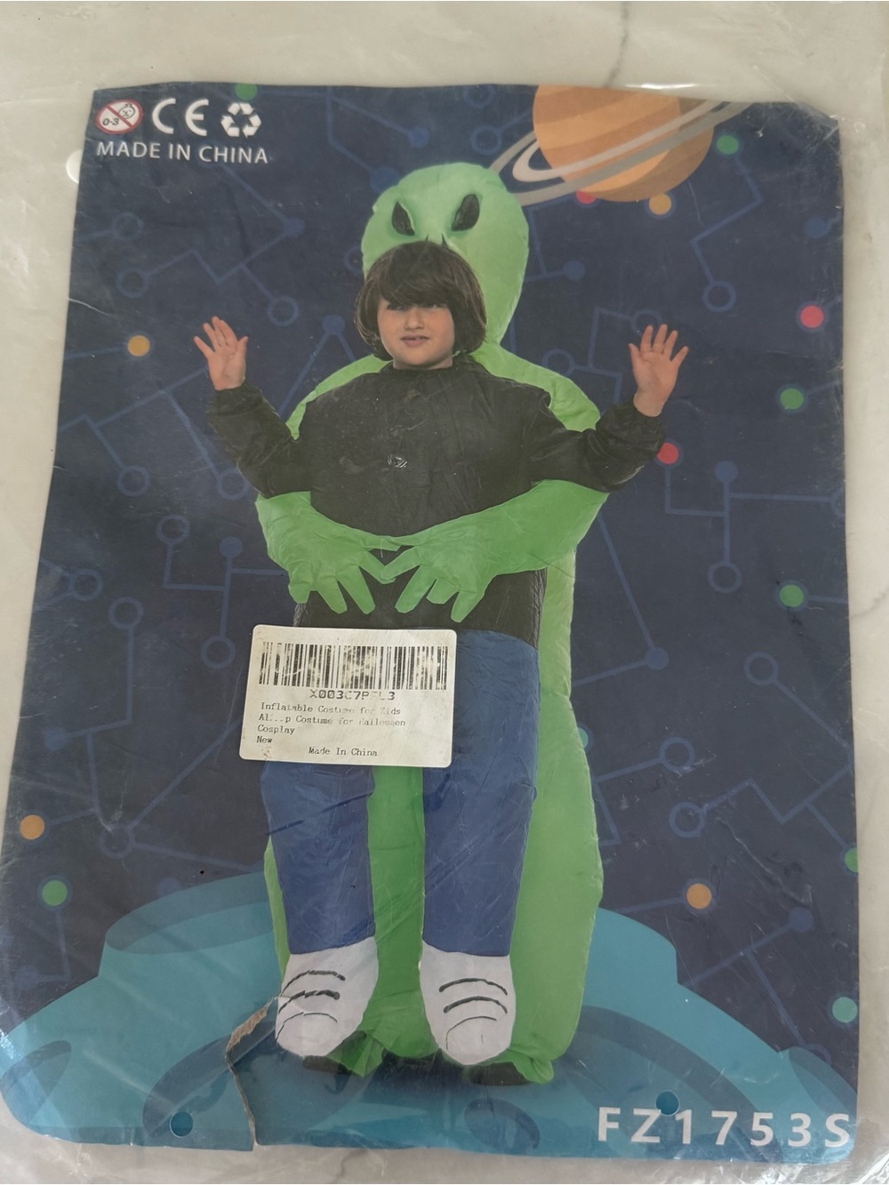 Child’s green Alien Abduction Inflatable Halloween Costume OS New